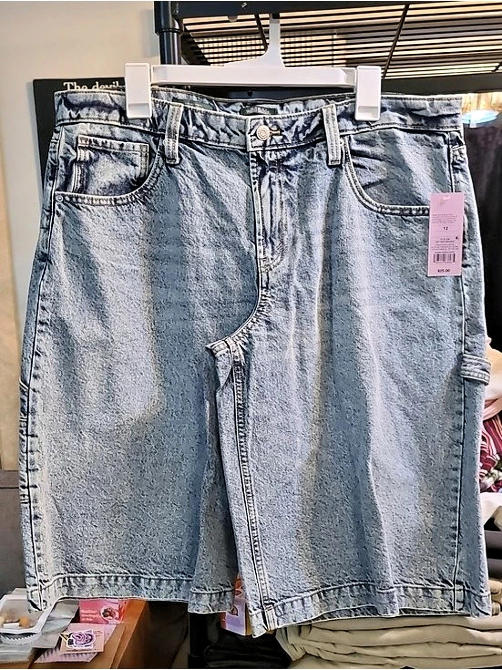 Wild Fable Super High-Rise Acid Wash Utility Denim Shorts NWT